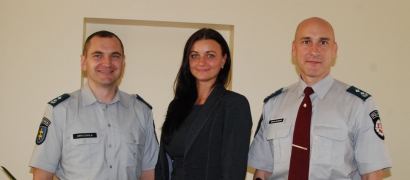 Iš kairės į dešinę: Tauragės apskrities VPK viršininkas Marius Draudvila, Komunikacijos grupės vyresnioji specialistė Lina Banienė bei Šilutės policijos komisariato viršininkas Artūras Mikalauskas.