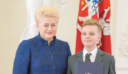 Linas Kirjanovas ir LR Prezidentė Dalia Grybauskaitė. Lrp.lt nuotr.